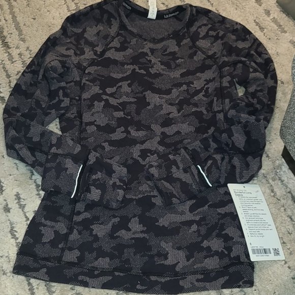 NWT Lululemon Runderful Long Sleeve Heritage Camo Jacquard Black Lunar r… - Picture 10 of 12